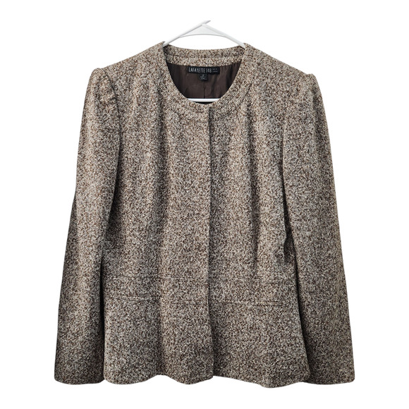 Lafayette 148 New York Tweed Blazer 10 Brown Tan Office Classic Business Career - Picture 1 of 9